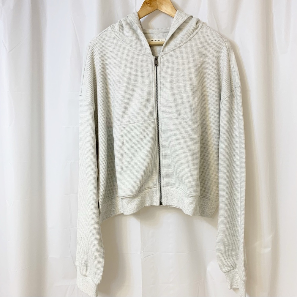 Brunette The Label Waffle Knit Full Zip Middle Sister Hoodie Pebble Grey 3XL/4XL
